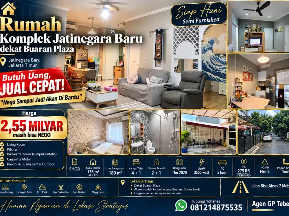 Komplek Jatinegara Baru 8x17 siap huni semi furnished