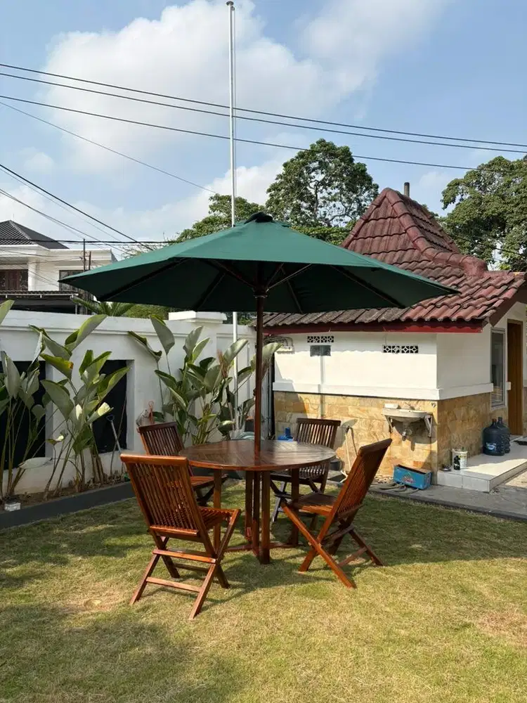 Payung Taman Kayu Jati lengkap tebal ready stok Palembang .bisa cod