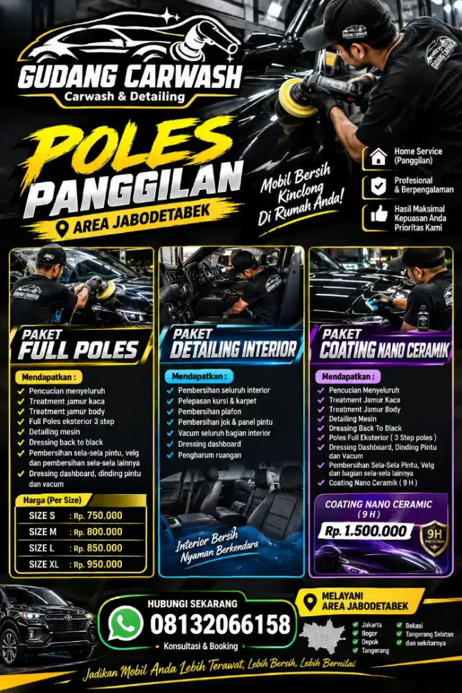 MENERIMA POLES MOBIL ( Detailing Mobil ) Panggilan / Home service