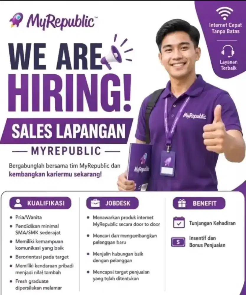 LOWONGAN UNTUK SALES WIFI MYREPUBLIC