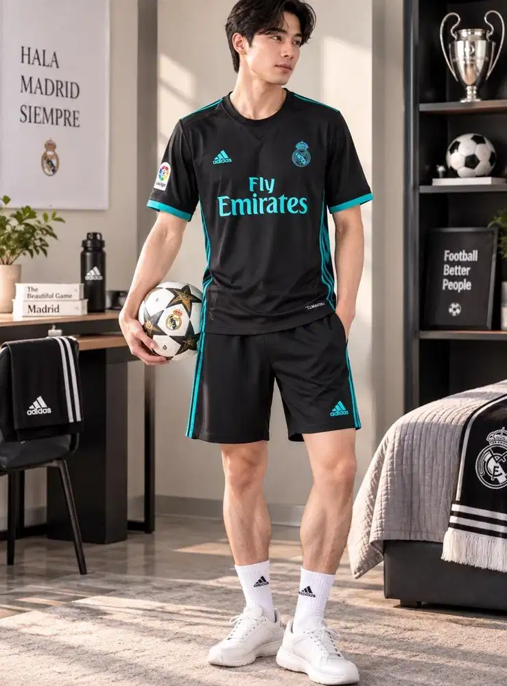 Baju Jersey adidas hitam hijau real madrid 2017/18