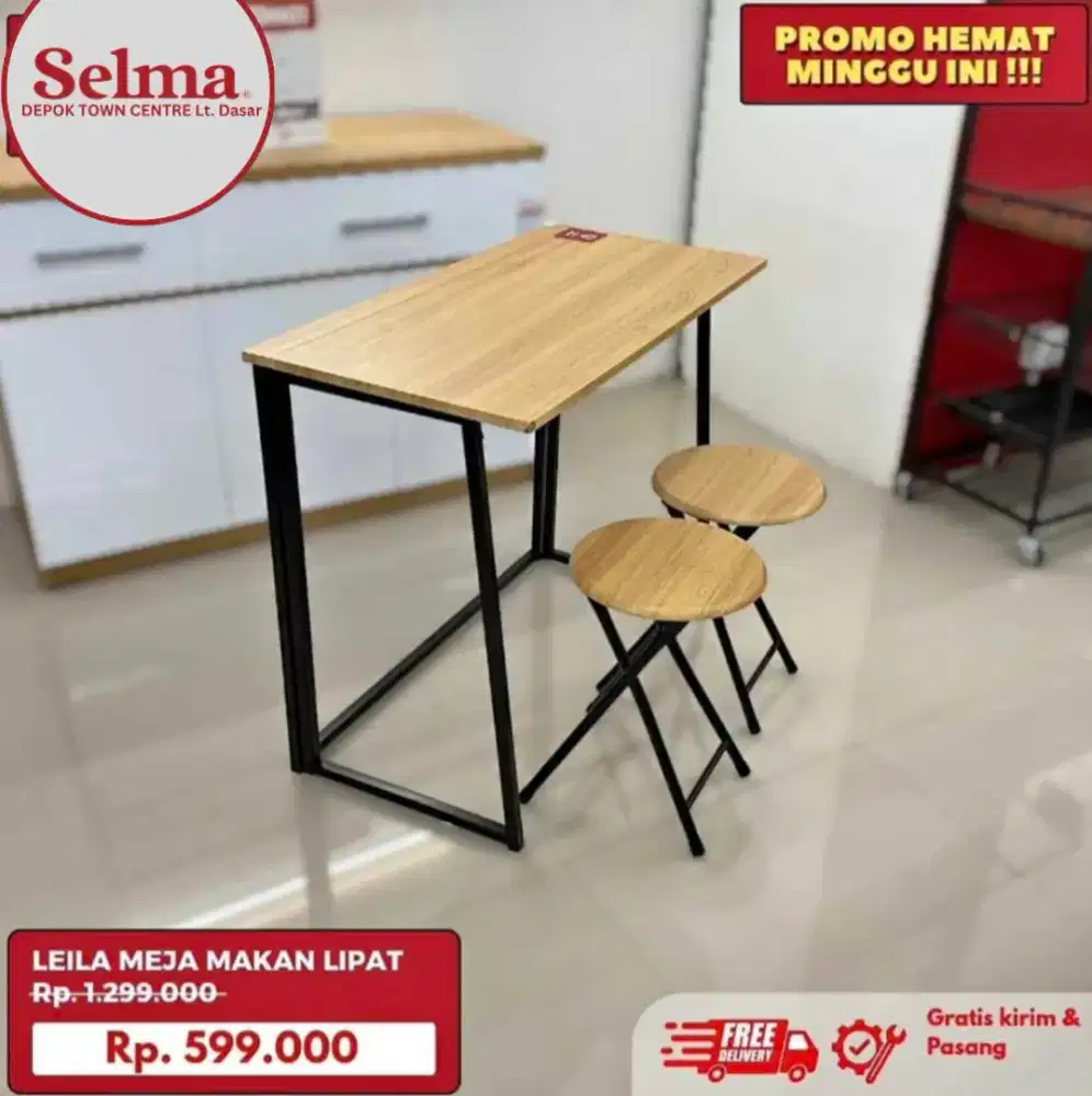 Set Meja Makan Lipat Minimalis