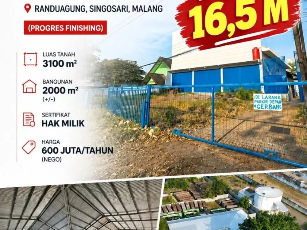 GUDANG SIAP HUNI DEKAT EXIT TOL SINGOSARI KOTA MALANG