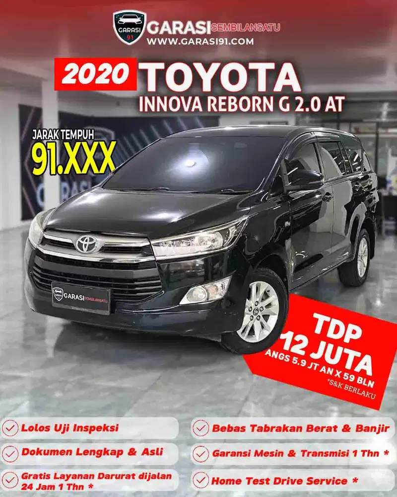 ‼️TDP 11 JT Toyota Innova G 2.0 AT Tahun 2020 Pajak Panjang