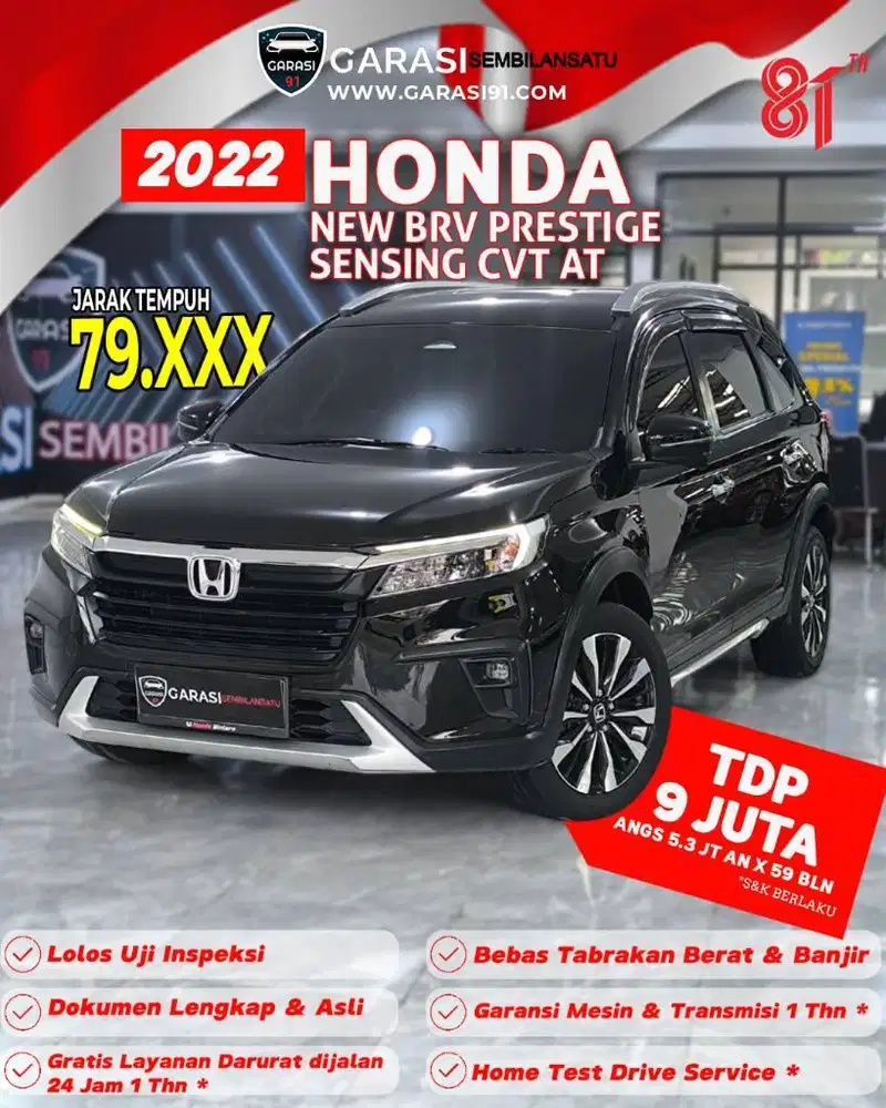 ‼️TDP 9 JT Honda New BRV prestige Sensing CVT AT 2022