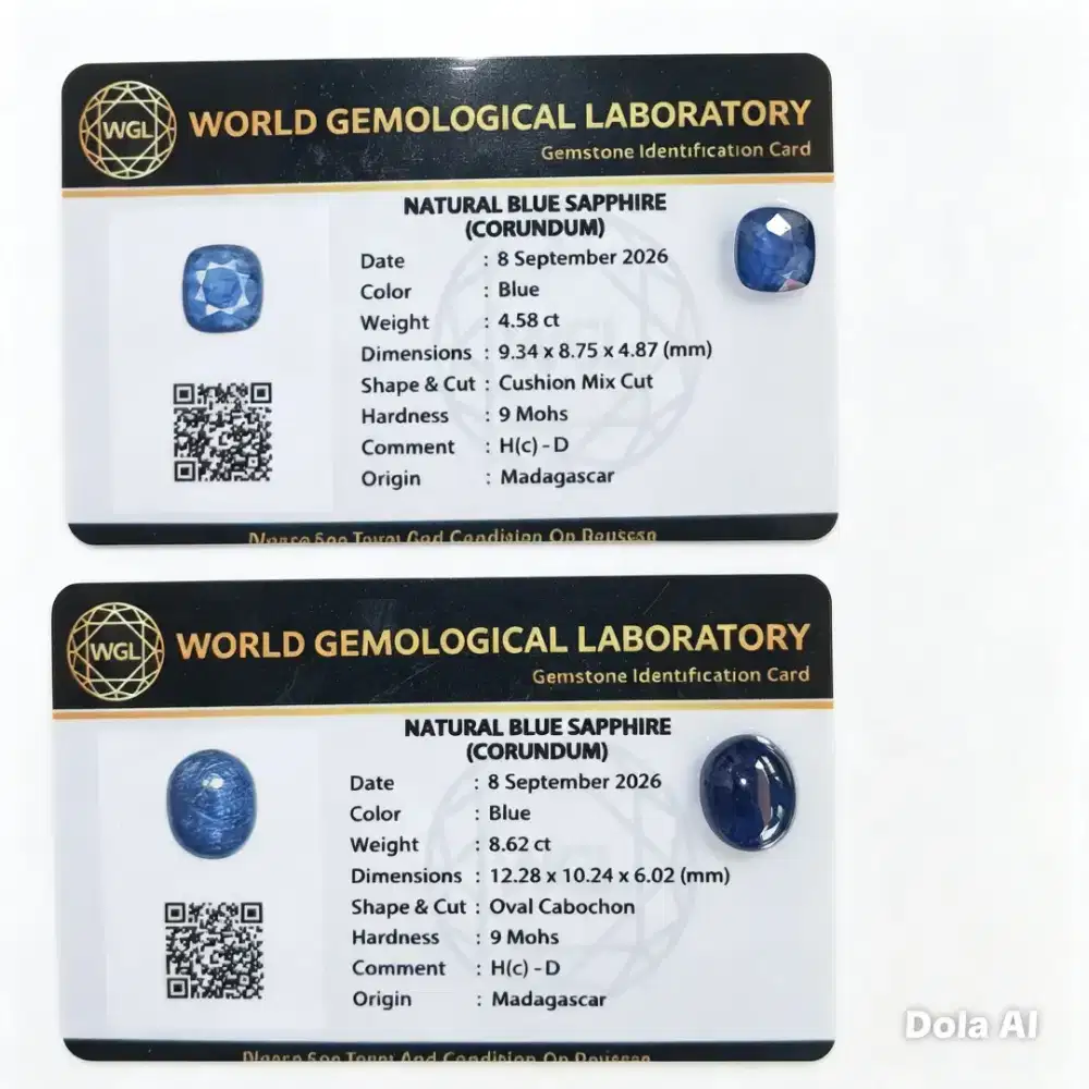 Paket 2 pcs Natural Blue Sapphire Korudum Madagaskar (Memo jelas)