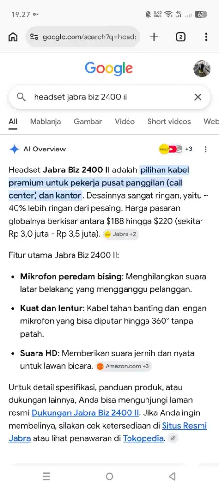 HEADSET JABRA BIZ 2400 NEW DAPAT HADIAH