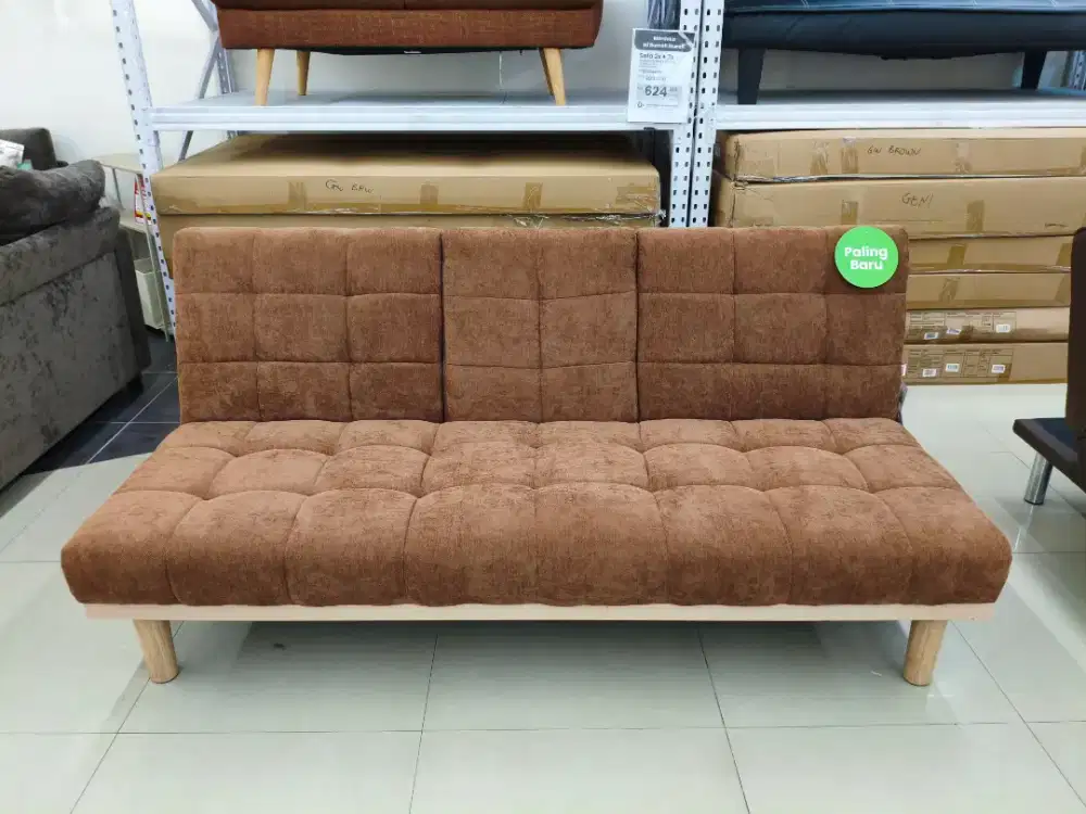Selma Gerano Sofa Bed Fabric dengan Console – Cokelat