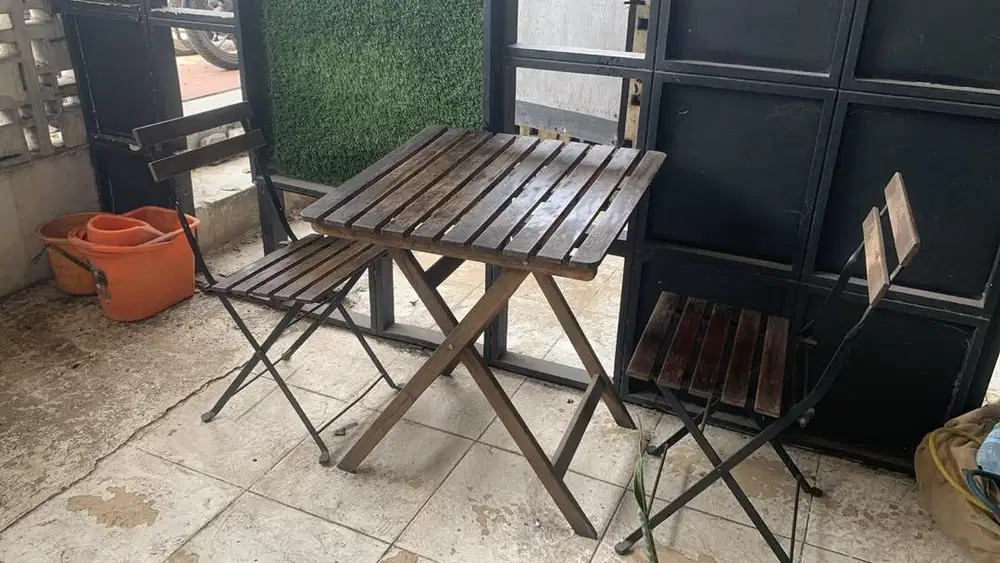 Meja Kursi Teras Taman Outdoor Bahan Kayu