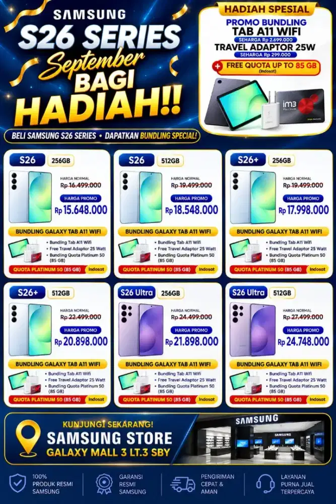 Beli s26 series bunga 0% free paket internet 1 tahun dan tablet