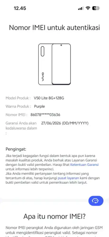 JUAL hp Vivo V50 Lite 8/128 siap pakai masih segel