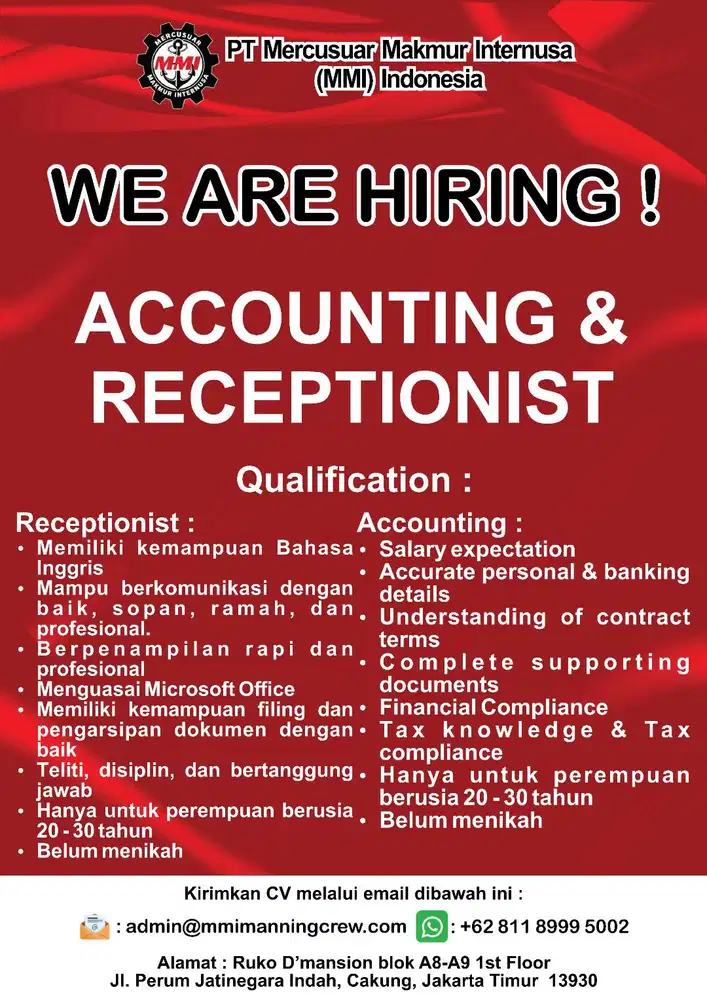 DICARI RECEPTIONIST & ACCOUNTING
