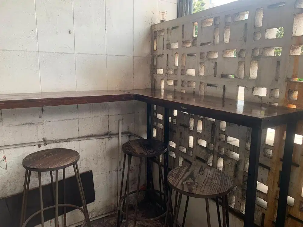 Meja Panjang Outdoor Cafe Kantor Kayu Coklat