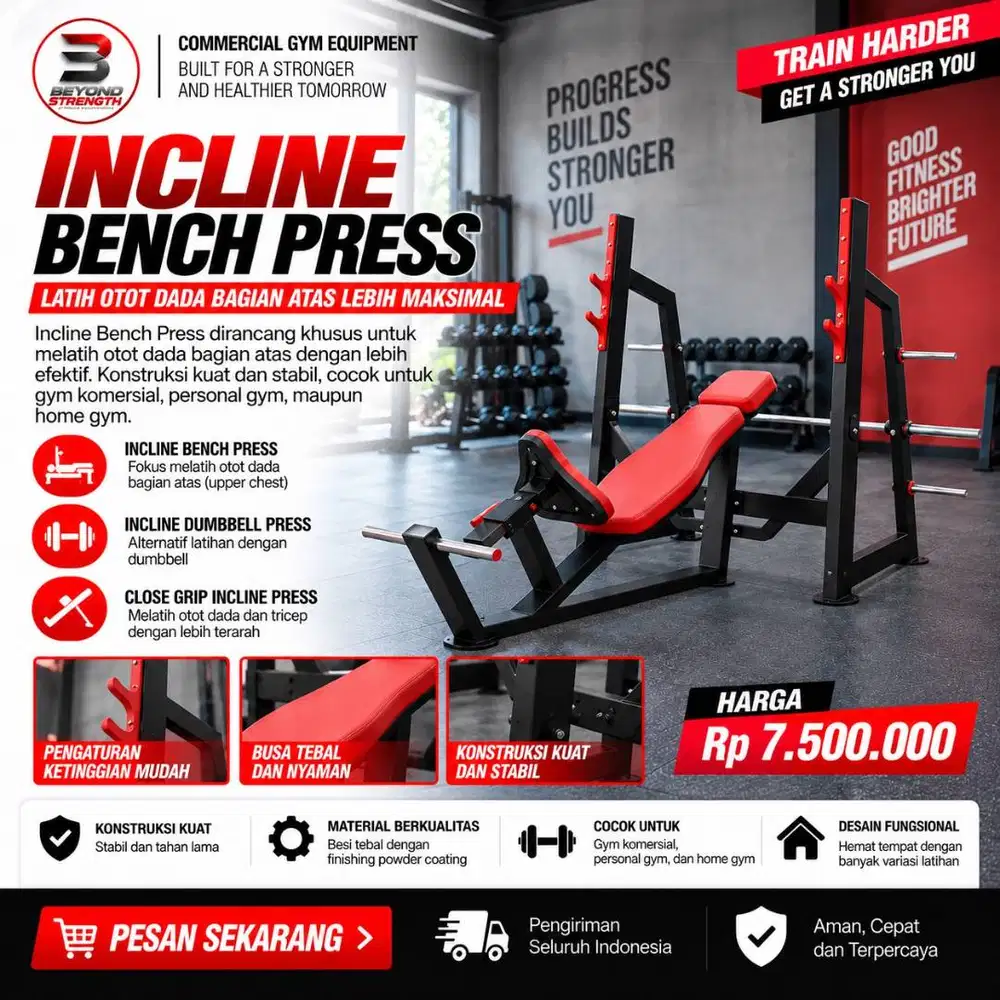 ️ JUAL INCLINE BENCH PRESS PURWOKERTO | ALAT FITNESS GYM & HOME GYM