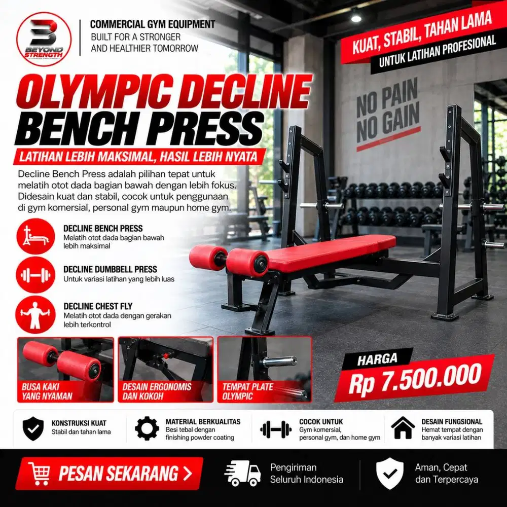 JUAL OLYMPIC DECLINE BENCH PRESS PURWOKERTO | ALAT FITNESS GYM KOMERSI