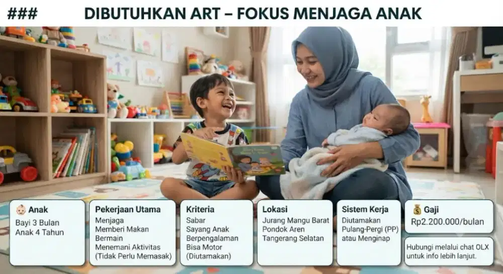 DIBUTUHKAN ART – FOKUS MENJAGA ANAK