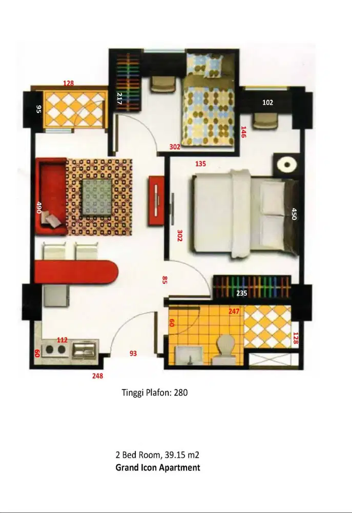 Disewakan apartemen 2 Bed Room