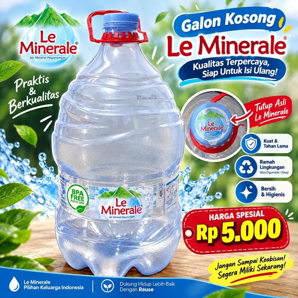 Galon Kosong Le Minerale – Rp5.000