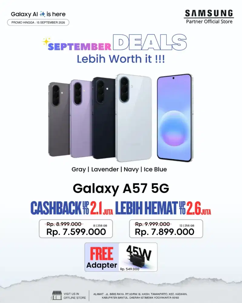 Samsung A57 dan A37 Series garansi Sein, get free banyak