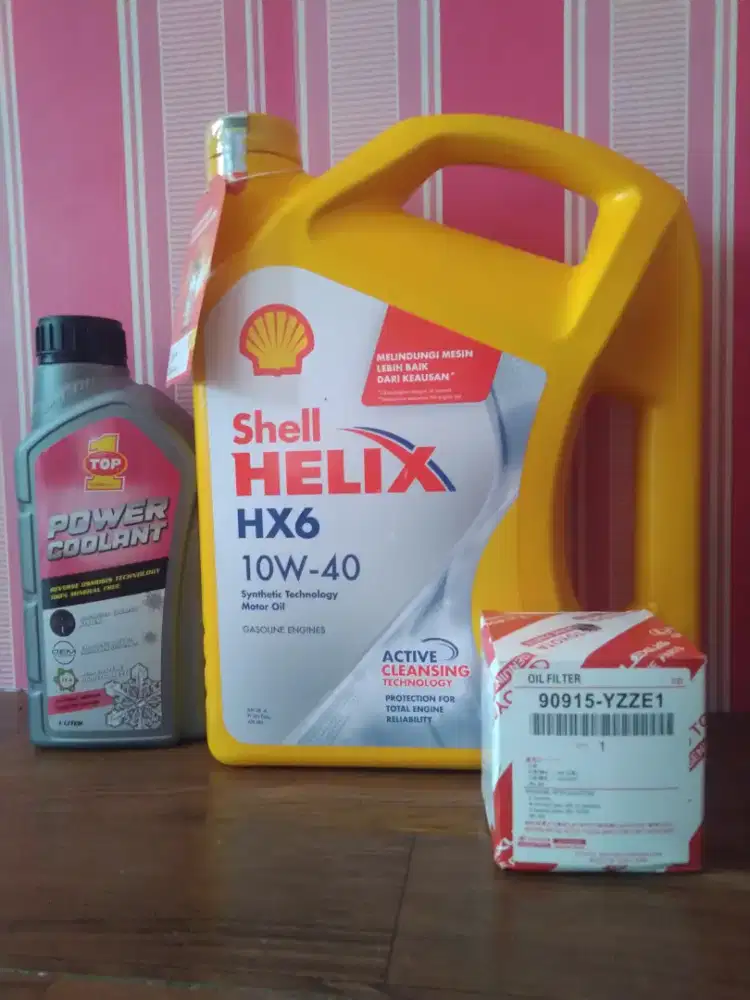 Oli Shell Helix HX6, Filter Oli Toyota, & Coolant