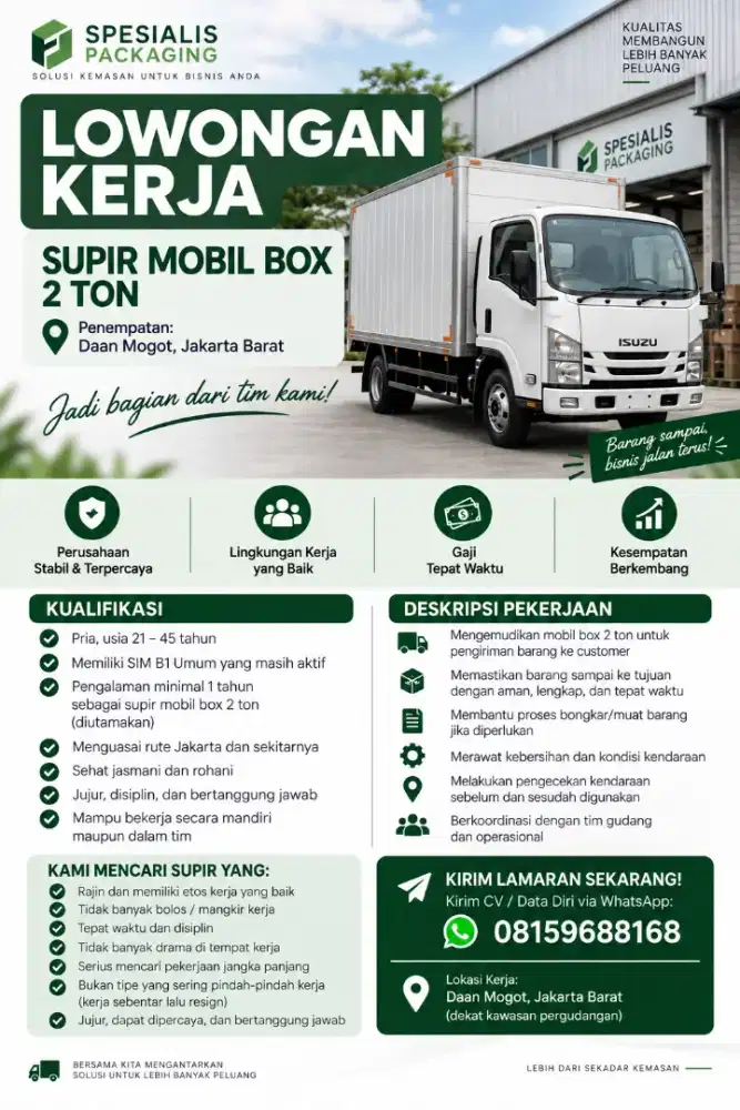 DI CARI DRIVER 2 TON BOX