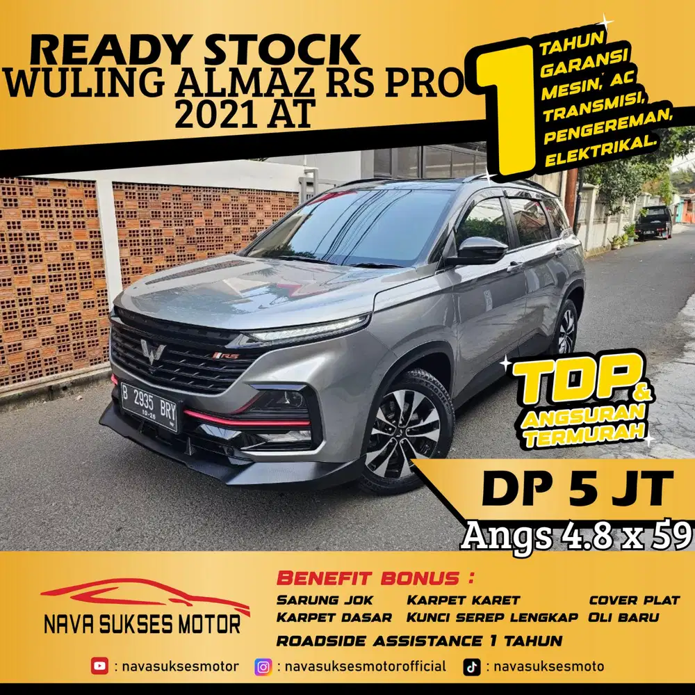 TDP 5 Jt Angs Termurah Wuling Almaz RS Pro 2021 Matic Abu Abu Low Km