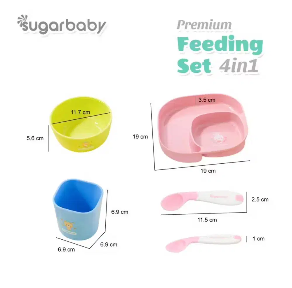 Sugar Baby Premium Feeding Set 4 in 1 / Tempat Makan Bayi MPASI - Biru