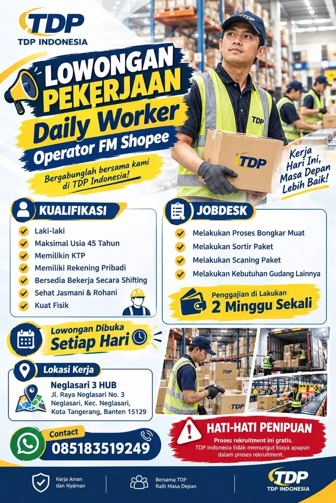 LOWONGAN KERJA DAILY WORKER – OPERATOR FM SHOPEE