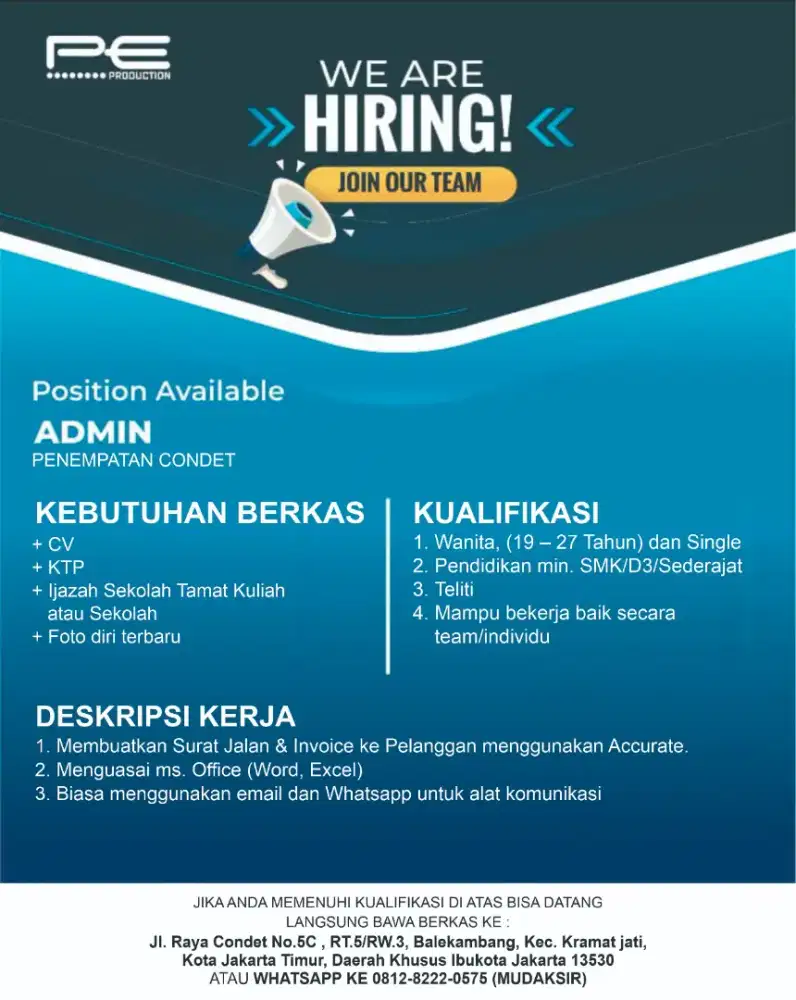 Loker Admin Percetakan