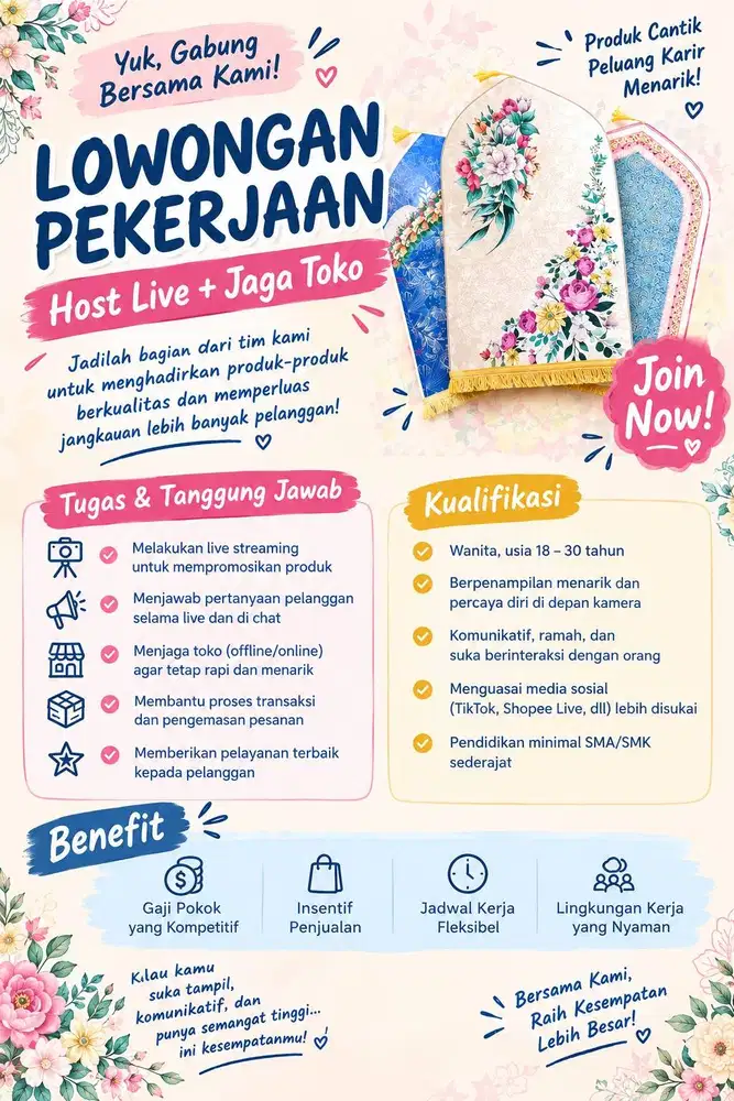 DI CARI HOST LIVE BERPENGALAMAN DAN JAGA TOKO YANG SERIUS