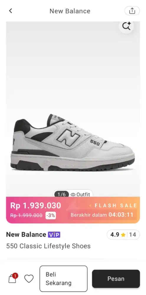 NB 550 WHITE & BLACK