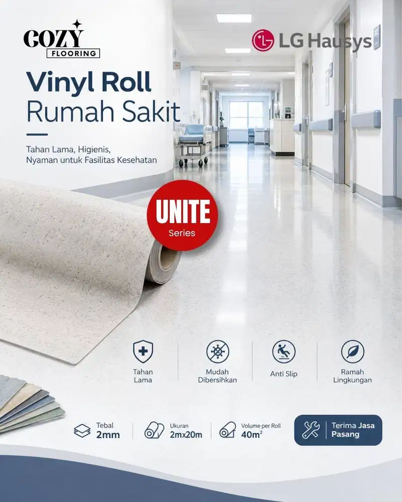 Vinyl Rumah Sakit LG Hausys / Vinyl LG unite SMU / Karpet Roll