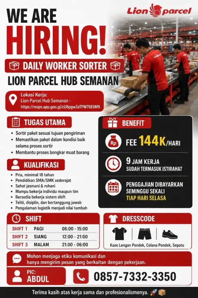 LOWONGAN KERJA DW SORTER