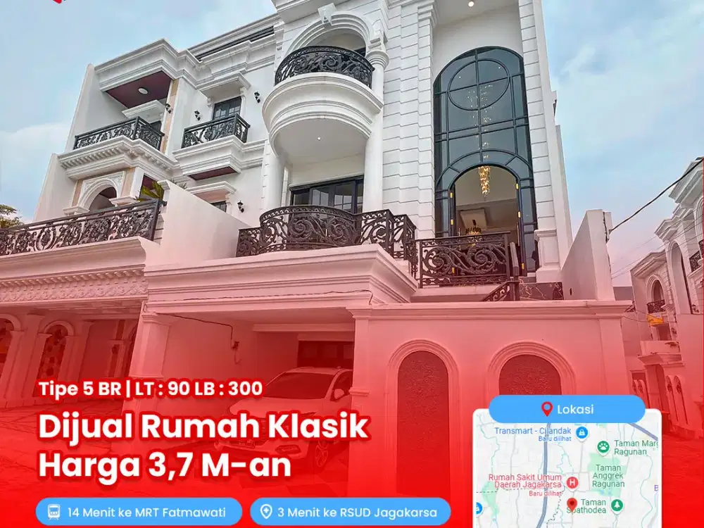Dijual Rumah American Style di Jagakarsa Jakarta Selatan - Semi Furnis