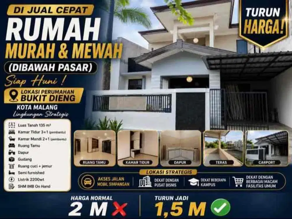 Dijual Cepat Rumah dibawah Harga Pasar Bukit Dieng Malang