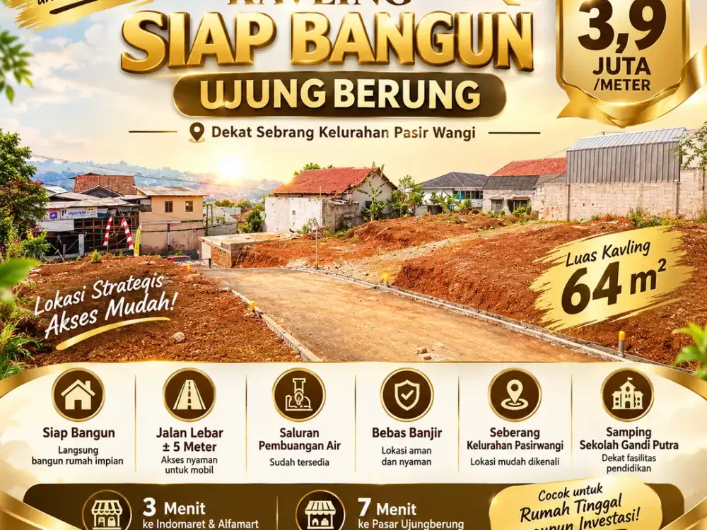 Lokasi Juara! Kavling 64 m² Ujungberung Rp3,9 Juta/m²