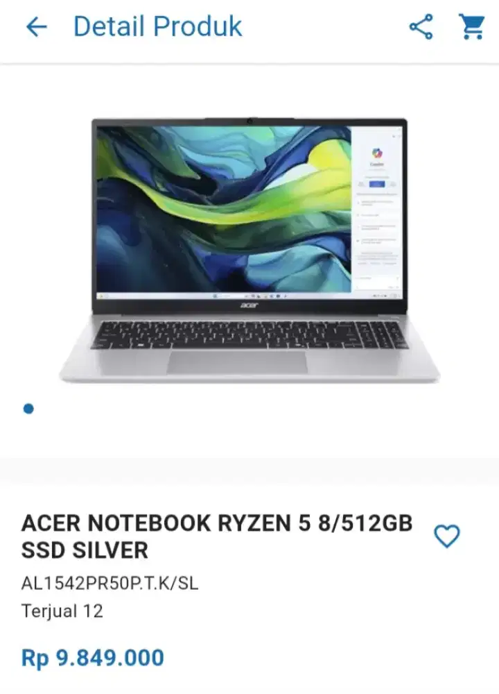 CICILAN NOTEBOOK RYZEN 5 8/512GB SSD SILVER
