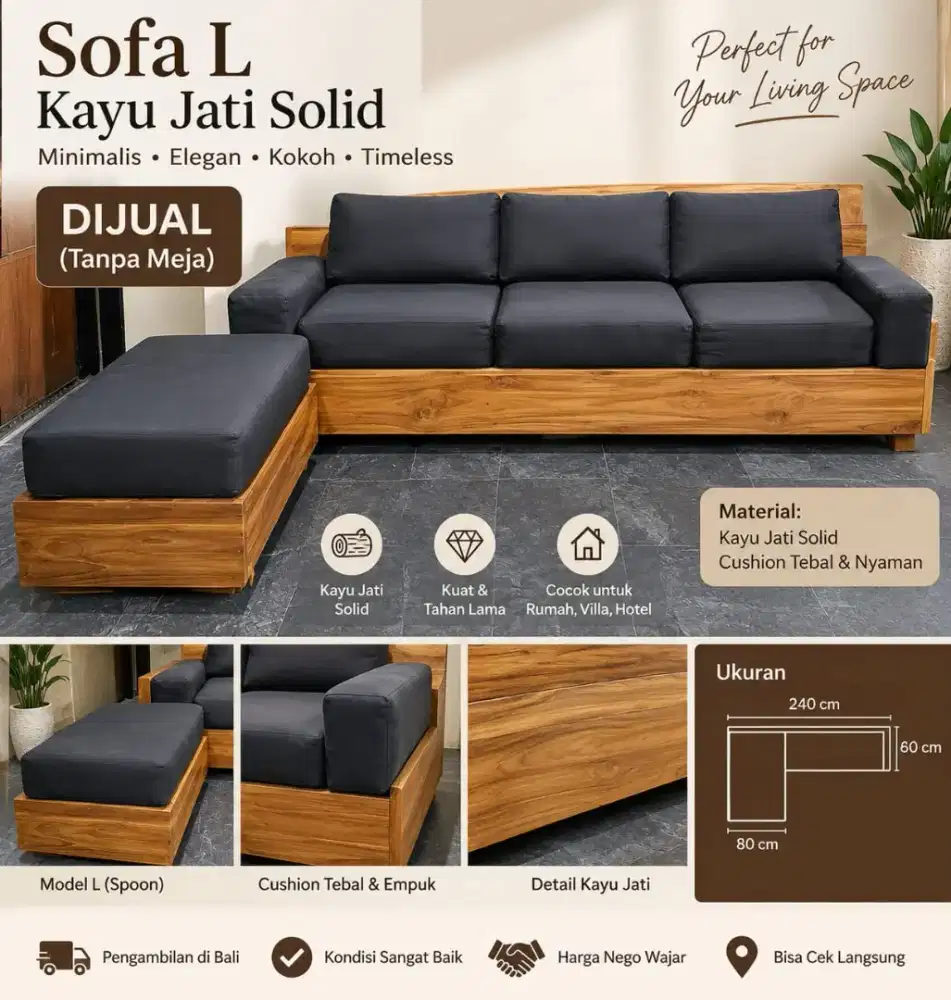 Sofa L Spoon TANPA MEJA
