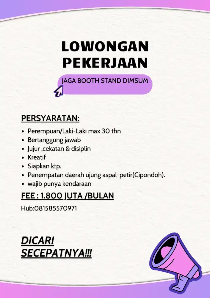 Dibutuhkan secepatnya