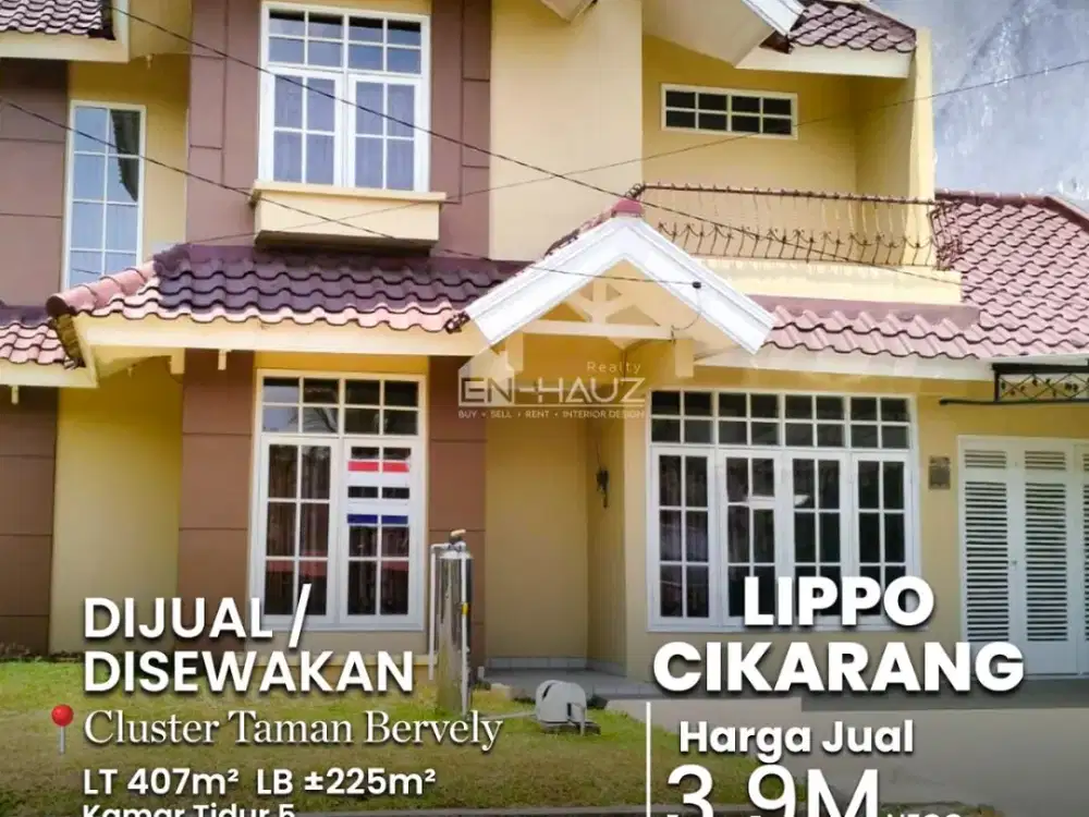 (VD) DIJUAL ATAU DISEWAKAN RUMAH CLUSTER TAMAN BEVERLY, LIPPO CIKARANG
