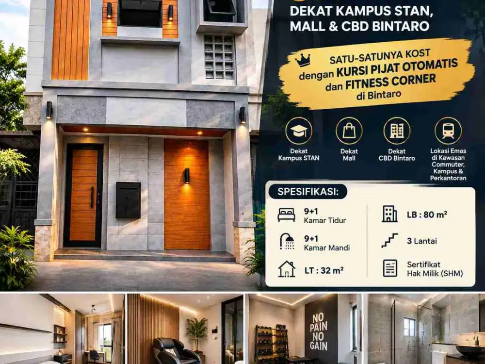(Income 204Jt/Thn) KOST STRATEGIS DEKAT KAMPUS STAN, MALL & CBD BINTARO