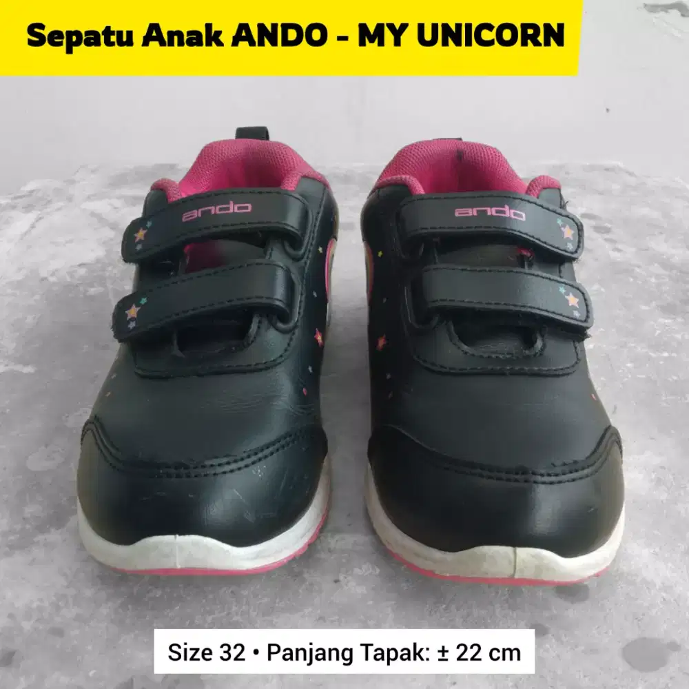 Sepatu Anak ANDO - MY UNICORN hitam size 32