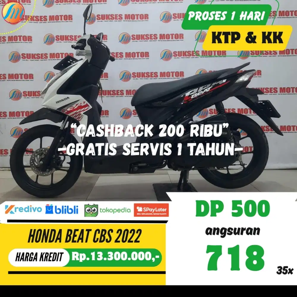 HONDA BEAT CBS 2022 DP 500RIBU ANGSURAN SANGAT RENDAH BERGARANSI