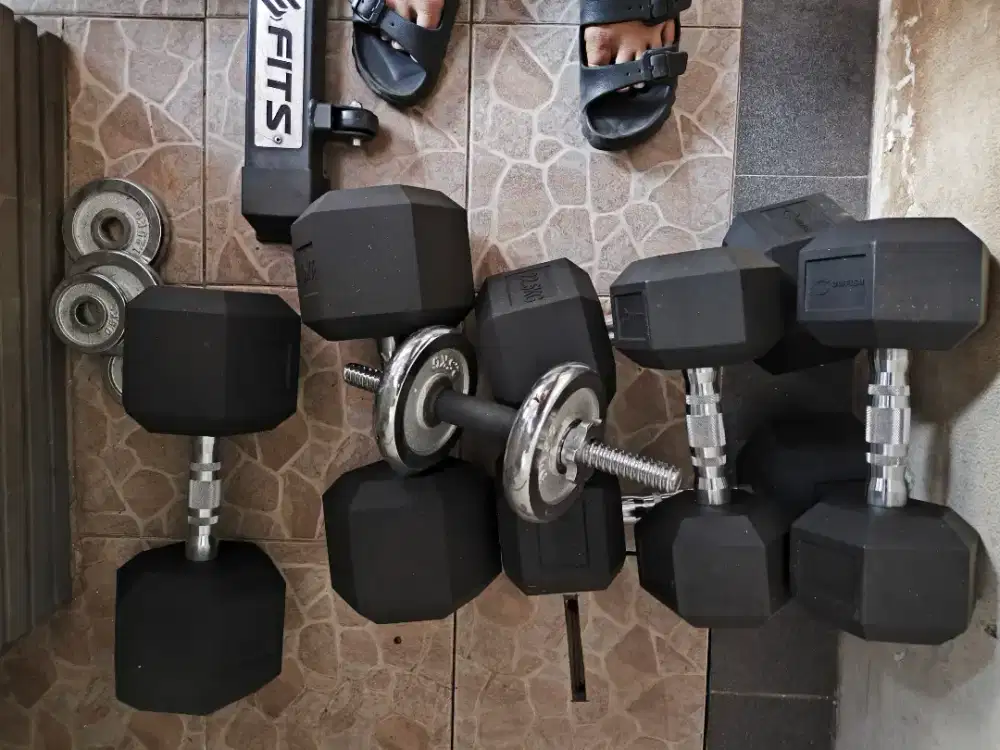 Alat gym dumbell & bench
