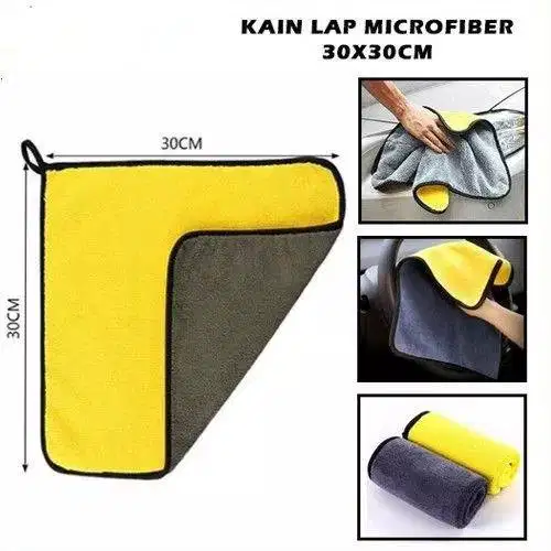 Kain Lap Microfiber 30x30CM | Serbaguna Warna Kuning Abu-abu