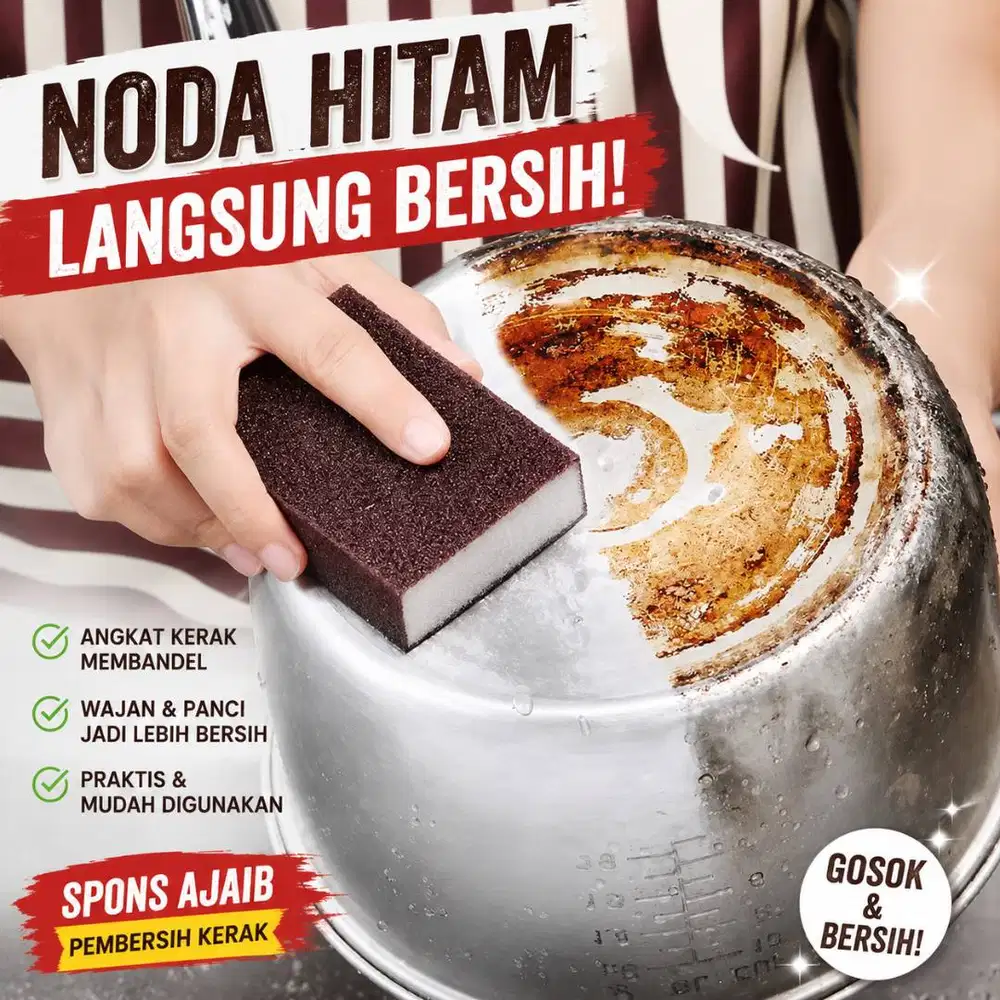 Spons Ajaib | Penggosok Noda Hitam Gosong Wajan Panci dan lainnya