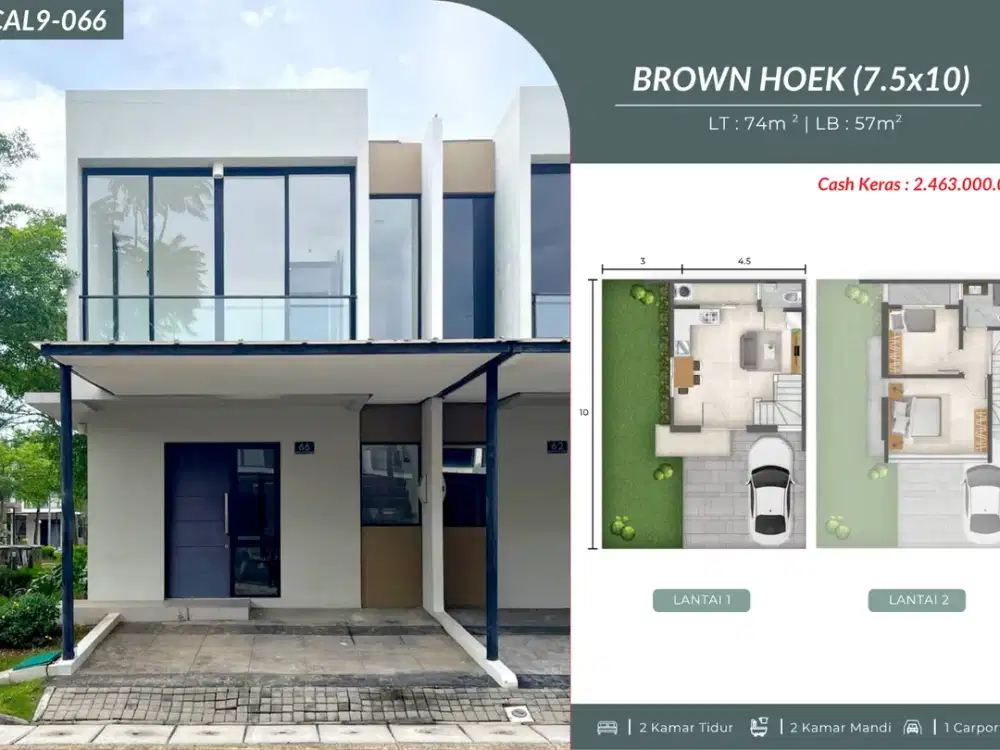 Rumah Hoek 2 Lantai Tipe Brown Cluster California PIK 2