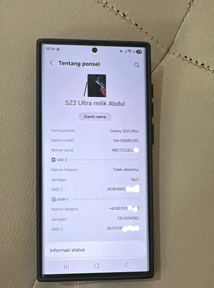 Samsung S22 ultra resmi Sein