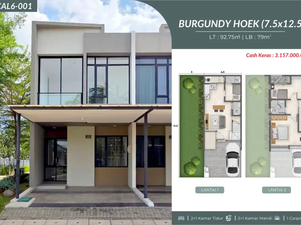 Rumah Hoek Baru 2 Lantai Tipe Burgundy  Cluster California Rumah Milenial PIK 2