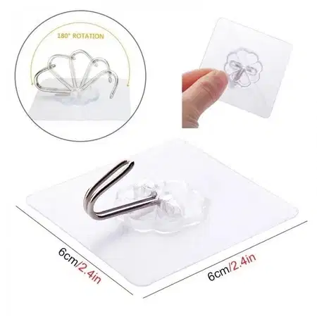 Hook Tempel Transparan Isi 10 PCS Tahan Air Tanpa Paku dan Bor Dinding